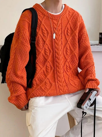 Wiaofellas Couple Autumn Thicken Long Sweater Men Woman O Neck Oversized Casual Winter Knit Jumper Korean Streetwear Pullover Chic